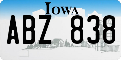 IA license plate ABZ838