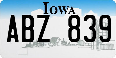 IA license plate ABZ839