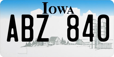 IA license plate ABZ840