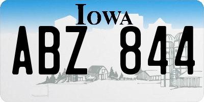 IA license plate ABZ844