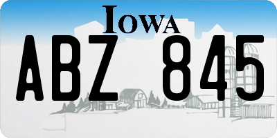 IA license plate ABZ845