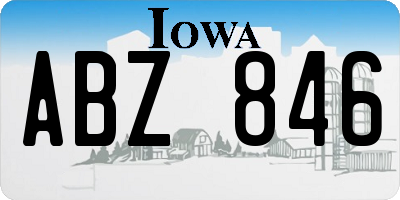 IA license plate ABZ846
