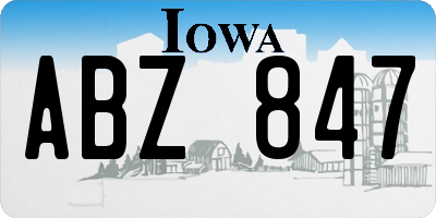 IA license plate ABZ847