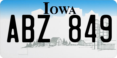 IA license plate ABZ849