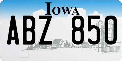 IA license plate ABZ850