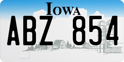 IA license plate ABZ854