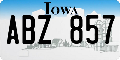 IA license plate ABZ857