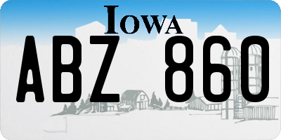 IA license plate ABZ860
