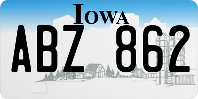 IA license plate ABZ862