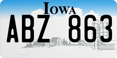 IA license plate ABZ863