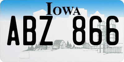 IA license plate ABZ866