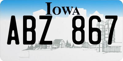 IA license plate ABZ867