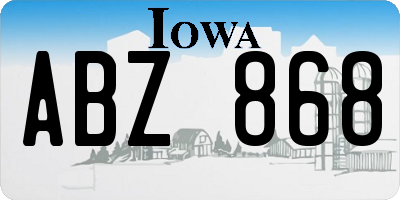 IA license plate ABZ868