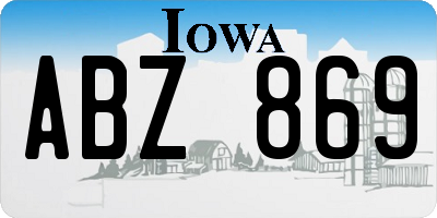 IA license plate ABZ869
