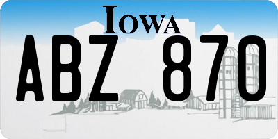 IA license plate ABZ870