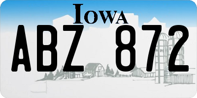 IA license plate ABZ872