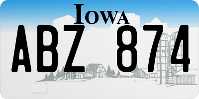 IA license plate ABZ874