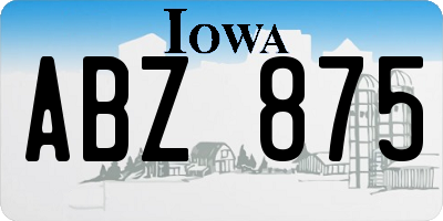 IA license plate ABZ875