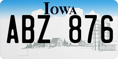 IA license plate ABZ876