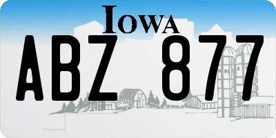 IA license plate ABZ877