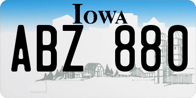 IA license plate ABZ880