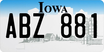 IA license plate ABZ881