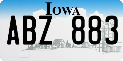 IA license plate ABZ883