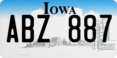 IA license plate ABZ887