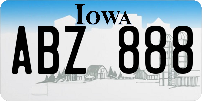IA license plate ABZ888
