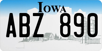 IA license plate ABZ890
