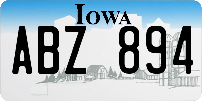 IA license plate ABZ894