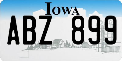 IA license plate ABZ899