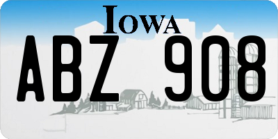 IA license plate ABZ908