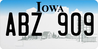 IA license plate ABZ909