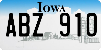 IA license plate ABZ910
