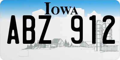 IA license plate ABZ912