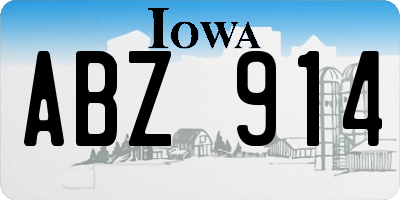 IA license plate ABZ914