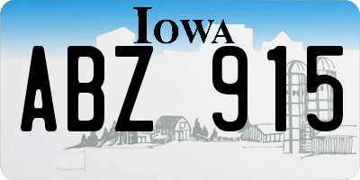 IA license plate ABZ915