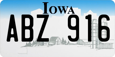 IA license plate ABZ916
