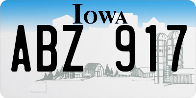 IA license plate ABZ917