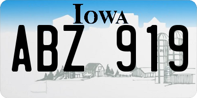 IA license plate ABZ919