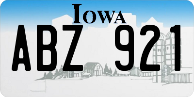IA license plate ABZ921