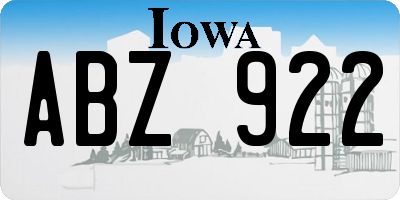 IA license plate ABZ922
