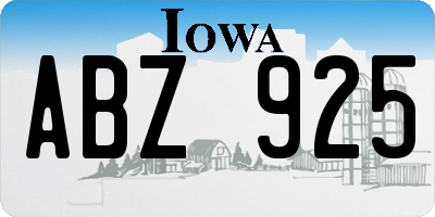 IA license plate ABZ925