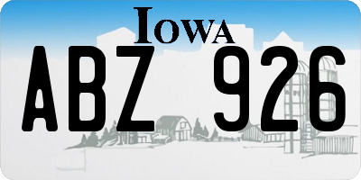 IA license plate ABZ926
