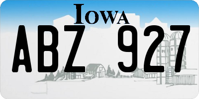 IA license plate ABZ927