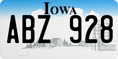 IA license plate ABZ928