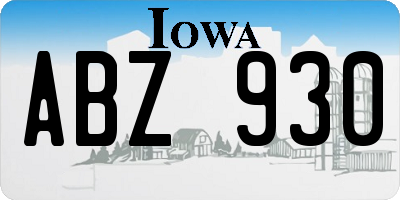 IA license plate ABZ930