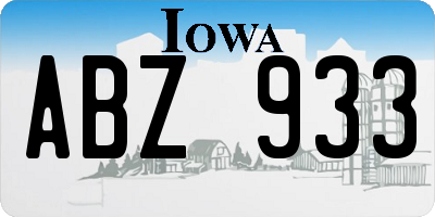 IA license plate ABZ933
