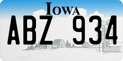 IA license plate ABZ934